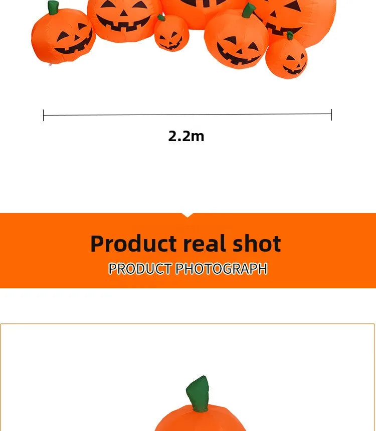 Halloween Giant Conjoined Pumpkin Ghost Outdoor Horror Decoration Inflatable Air Model Festival Party Decoration Supplies
