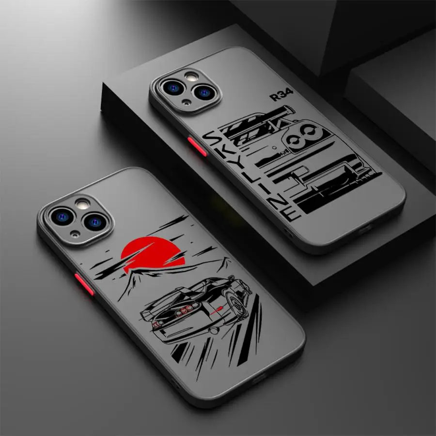 JDM Sports Cars Comic Phone Case for iPhone 16 Pro 11 12 Mini 13 14 Pro 15 Pro Max 7 8 Plus XR XS MAX funda