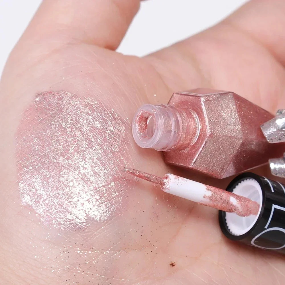 Diamond Shiny Eye Liners Eyeshadow Waterproof Silver Rose Gold Color Glitter Sequins Eyeliner Eye Shadow Makeup Beauty Cosmetics