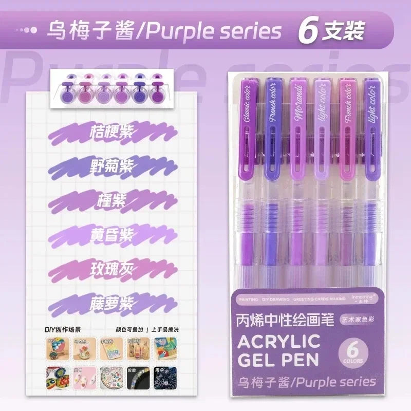 36/12 Colors Acrylic Gel Pen 1.0mm Large Capacity Student Writing Pen Painting Drawing Office School Supplies Stationery