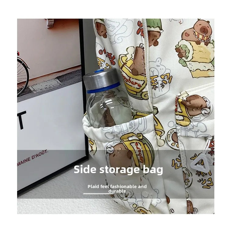 Capybara Campus Buddy – Kawaii Cartoon Laptop Backpack with Room to Spare!