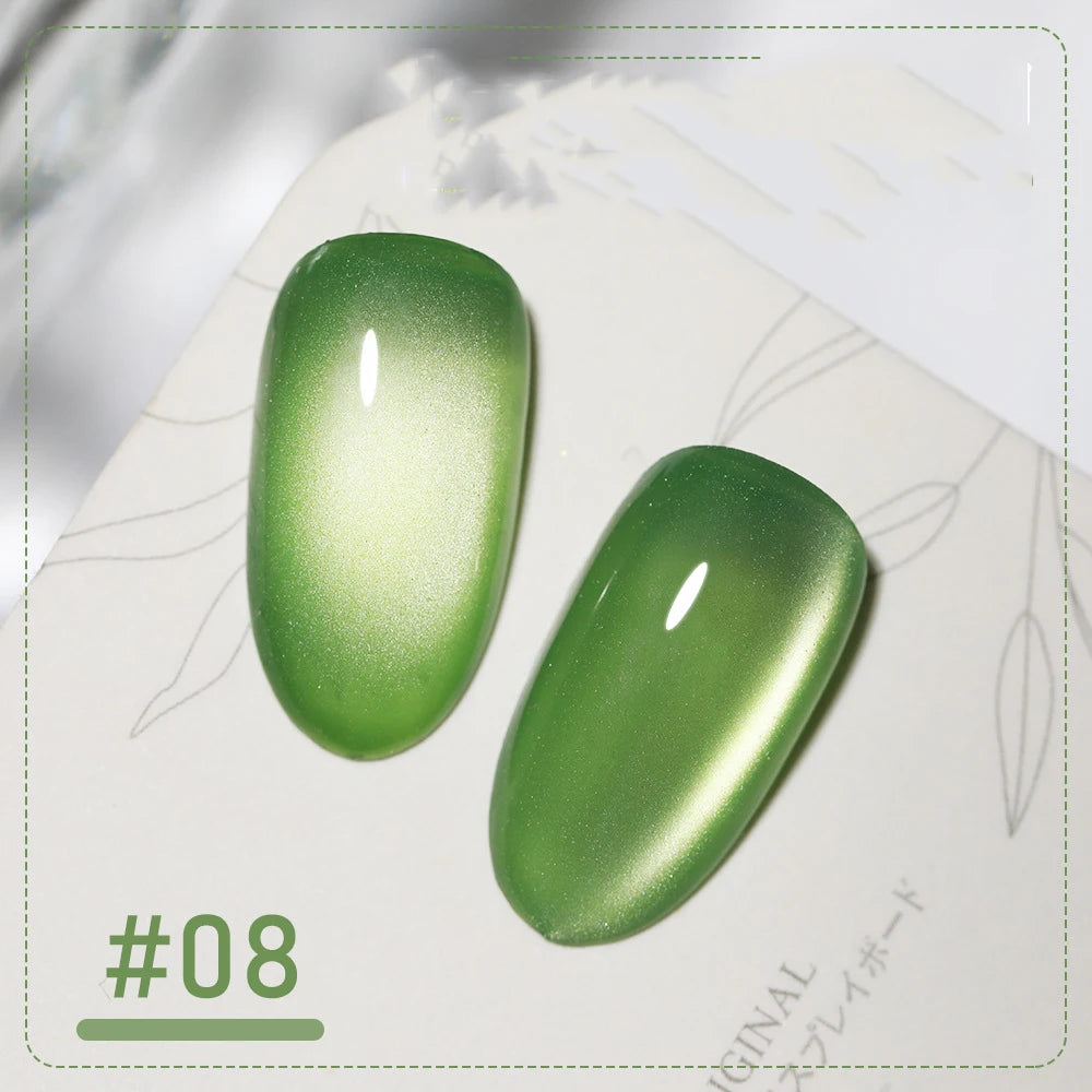 Silk Cat Eye Gel Polish – 9 Sparkling Colors with Magnetic Moonlight Effect (5g Each)