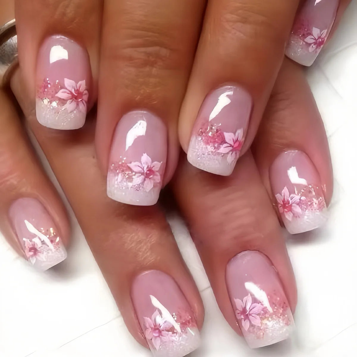 Ballet Chic – 24Pcs White French Nails with Cute Bow Design