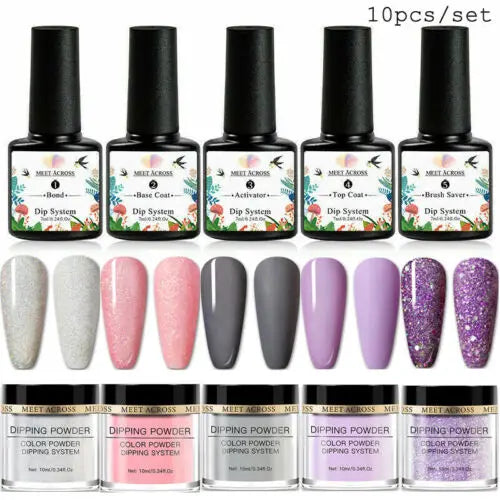 8 Colors Dip Powder Nail Set – Classic Nude Pink & Glitter Collection for DIY Salon Nails