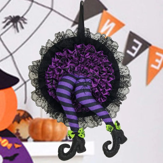 Halloween Witch Hat Leg Door Wreath Halloween Wreath Door Hanging Terrifying Atmosphere Decoration Happy Party Supplies Newest