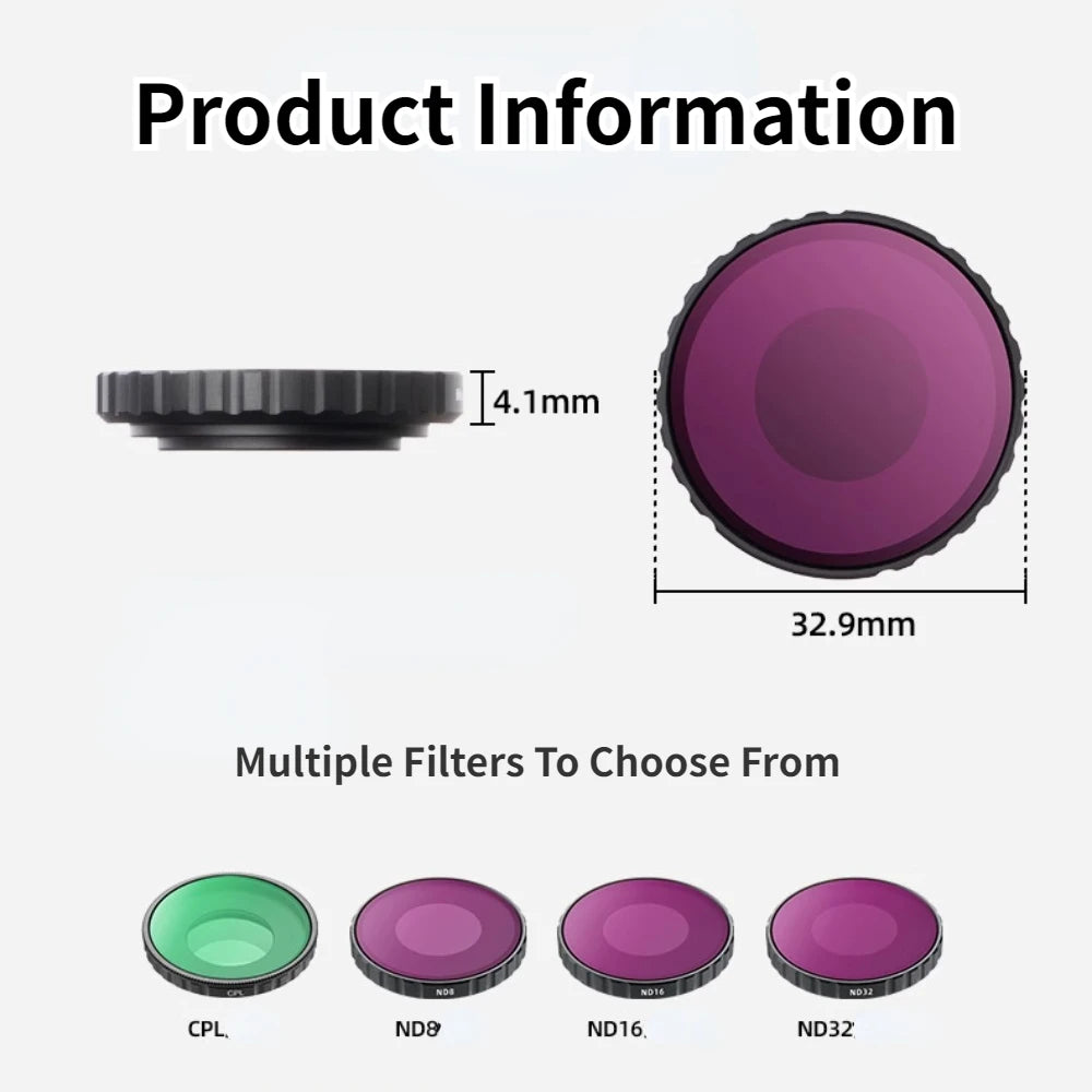 DJI Osmo Action 5pro/4 Filter Set CPL ND8/16/32 Nano Coated Filter Set Action4 Nd Lens Suitable for DJI Camera Accessories