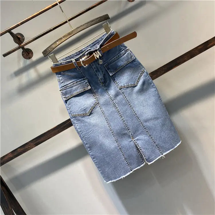 Female Jeans Skirts Coquette Chubby Midi Women's Denim Skirt Sexy New in Vintage Aesthetic Y2k 2024 Trend Summer A Line Casual V