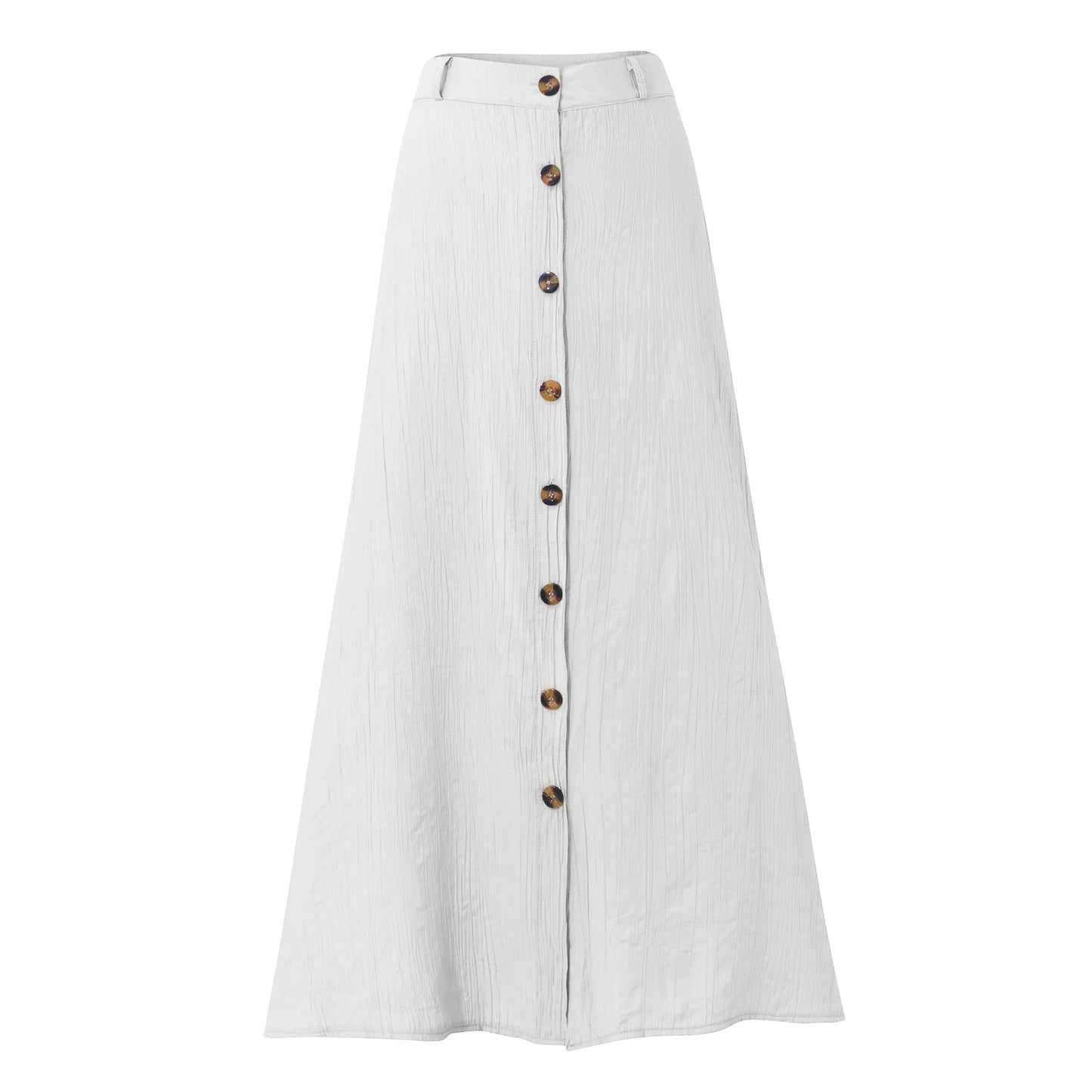 Women'S Half Skirt Midi Skirts For Women Bohemian Skirt High Waist Party Beach Button Skirt Women'S Loose Cotton And Linen Skirt