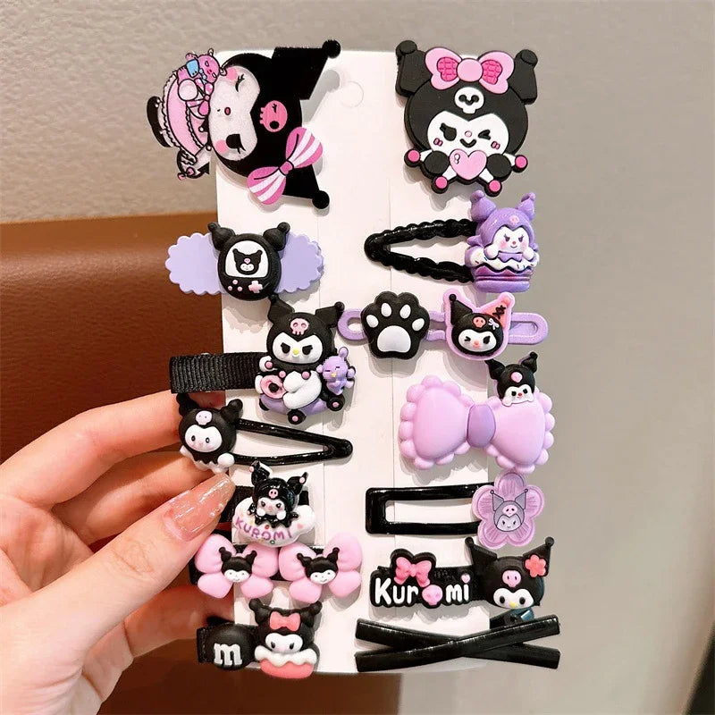 14-Piece Kuromi Hairclip Set – Cute Anime Style for Girls