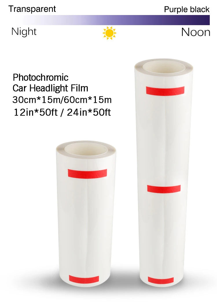 60 50CM 40CM 30CM Car Styling PPF TPU Smart Photochromic Headlight Protection Film Color-Changing Self-healing Anti-scratch Film