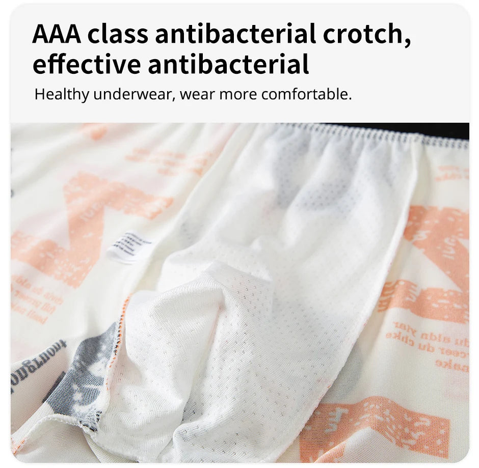 4-Piece Men's Fashion Print Mix And Match Underwear Beach Shorts Comfortable Breathable Teenager Plus Size 5xl6xl Boyshort.