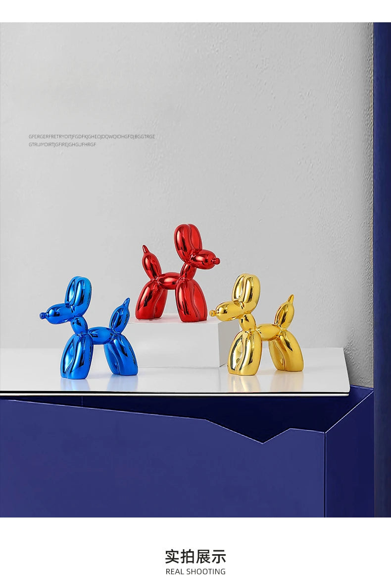 10cm 17cm Nordic Balloon Dog Sculpture Resin Animal Toy Statue Sculptures Figurine Crafts Home Decoration Room Desktop blue Gift