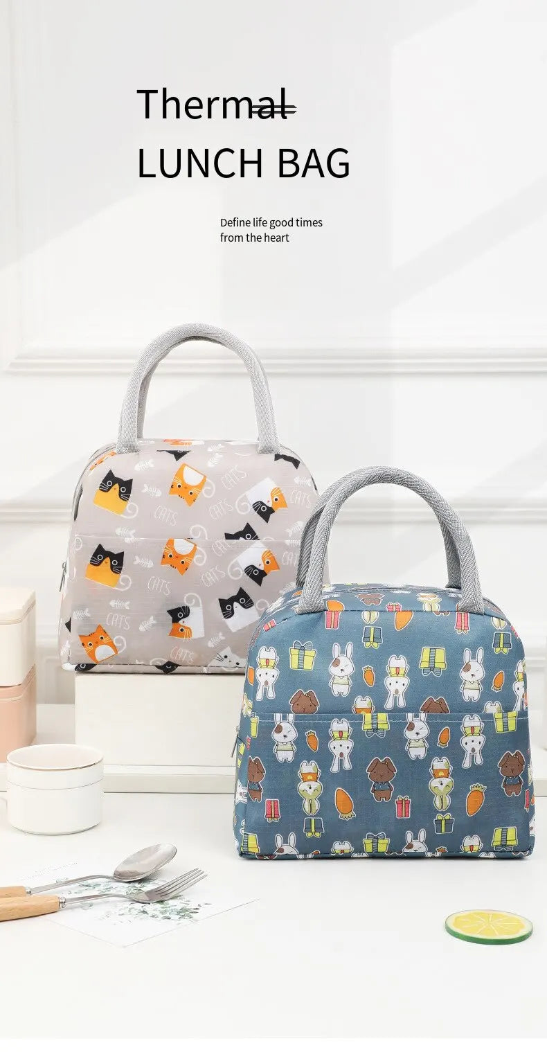 CoolBites Cartoon Bento Bag – Insulated Lunch Tote for Kids, School & Picnic Fun!