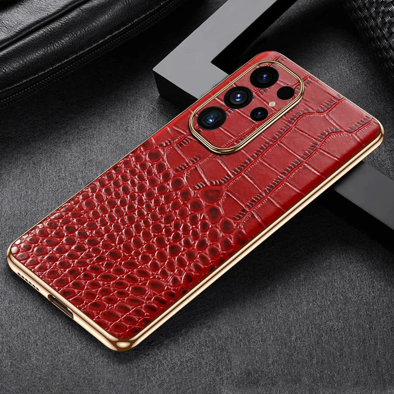 Genuine Cowhide Leather Phone Case for Samsung Galaxy S 25 S24 Ultra S25 Plus Luxury Back Cover