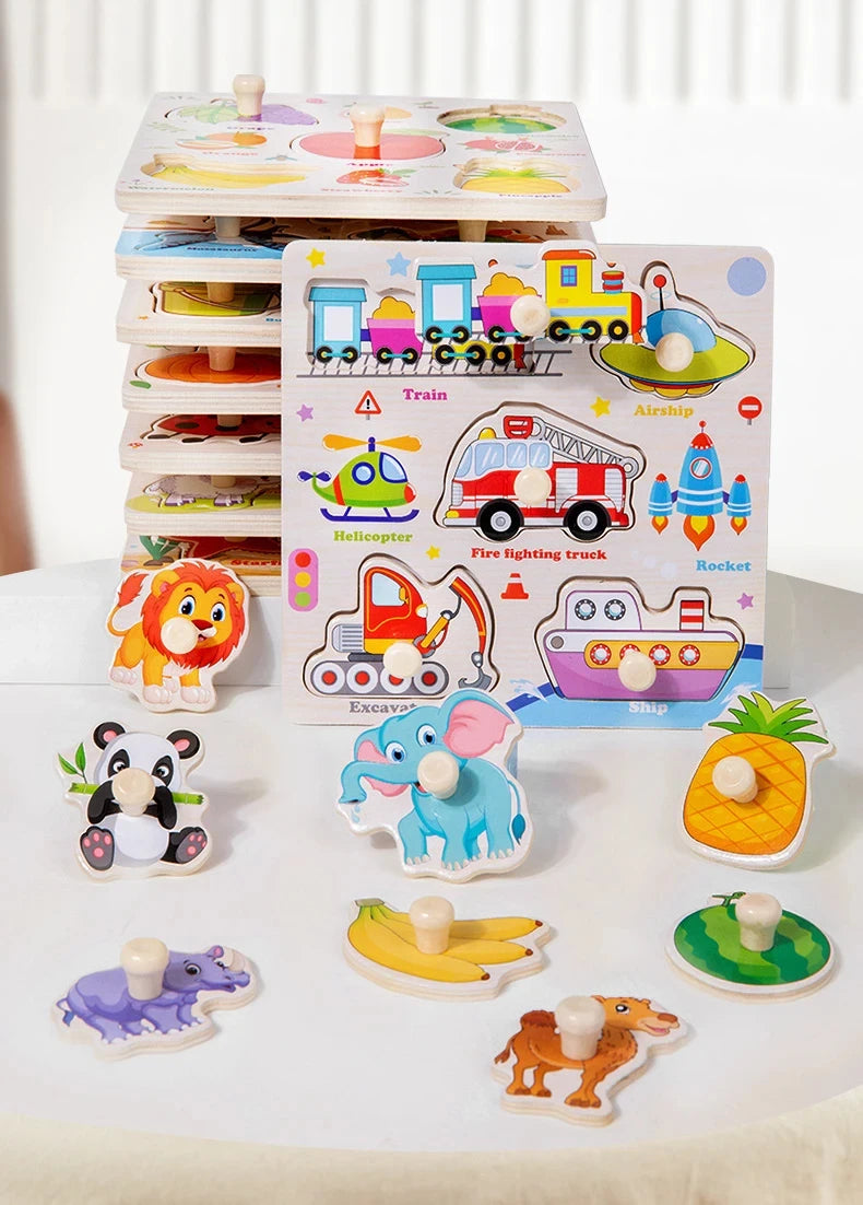 Montessori Baby Toys Wooden 3d Puzzle Cartoon Animal Intelligence Jigsaw Puzzle Early Learning Educational Toys for Children