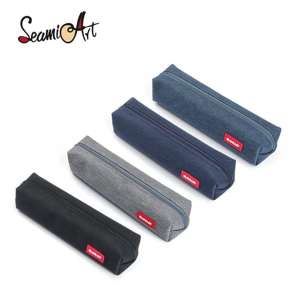 SeamiArt Solid Color Mini Pencil Case – Simple Zipper Pen Bag for School, Office & Kawaii Stationery Fans