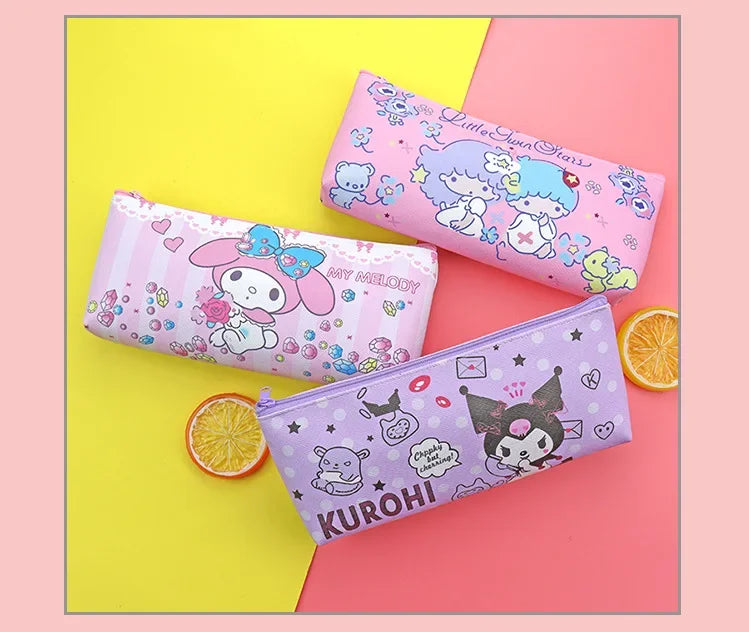 Sanrio Cinnamoroll, Kuromi & My Melody Pencil Case – PU Waterproof Stationery Bag