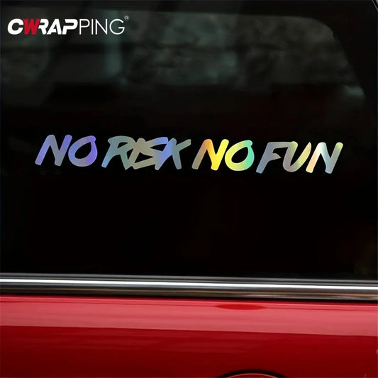 Waterproof Car Stickers 22x2.4cm No Risk No Fun Motorcycle Sticker Off-Road Fuel Tank Cars Window Decal Vinyl Auto Accessories