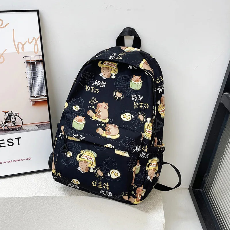 Capybara Campus Buddy – Kawaii Cartoon Laptop Backpack with Room to Spare!