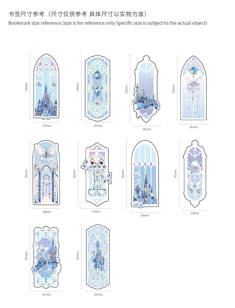 Fluorescent Dream Bookmark Set – 10pcs Kawaii PVC Page Markers & Message Cards for Stationery Lovers