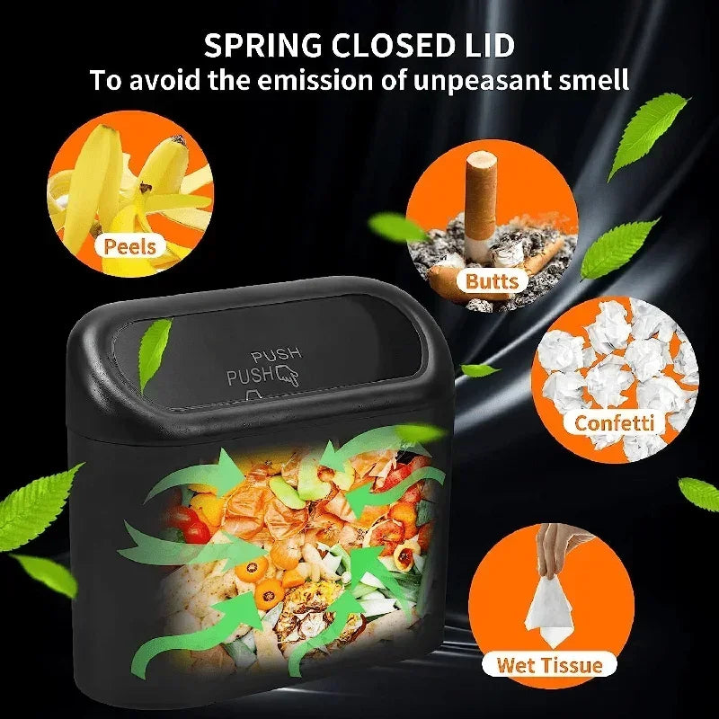 Clean Ride Essential – Mini Car Trash Can with Lid & Bonus Garbage Bags