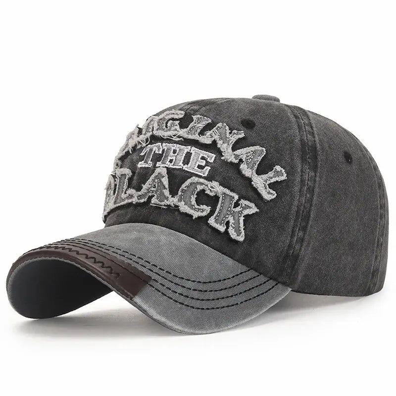 New Cotton Coated Outdoor Sports Wash Baseball Cap Embroidery Patch Black Letter Sunscreen Sunshade Hat Spring And Autumn