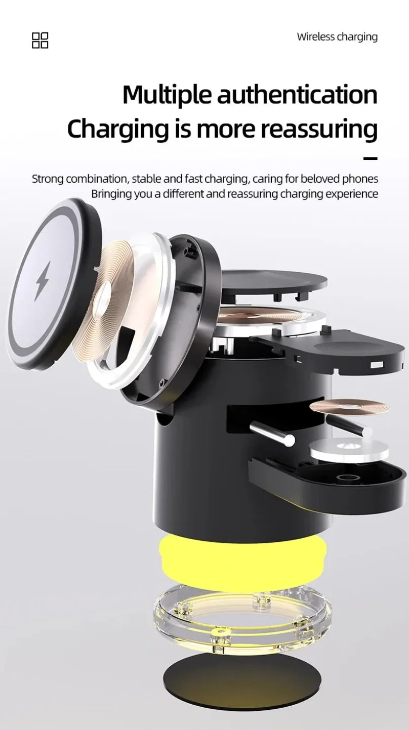 Fast Charging Dock Stand QI2 Wireless Charger Night Light 4 in 1 For Magsafe iPhone 16 15 14 Pro Max Airpods Pro 2-8 Apple Watch