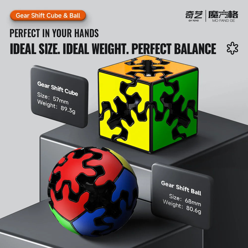 QiYi 2x2 Gear Cube QiYi 2x2 Gear Ball QY Mofangge Magic Cube Stickerless Cube Professional Puzzle Toys Kid Gift