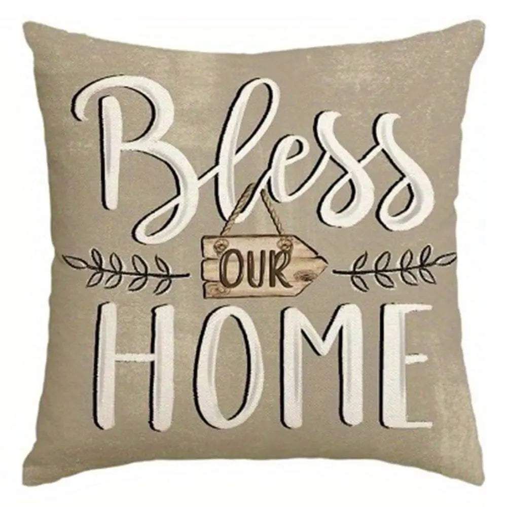 Rural Floral Blessing PillowcasesBedroom Living Room Sofa Home Decor Polyester Cushion Cover with Zipper