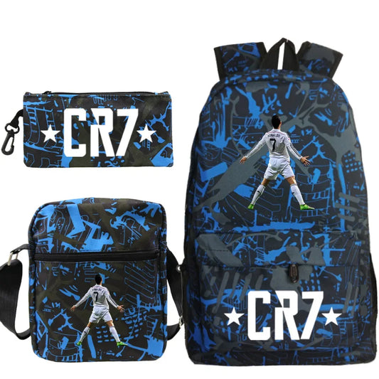 CR7 3-Piece Backpack Set – Lightweight School & Travel Bags for Boys, Girls, Teens & Adults