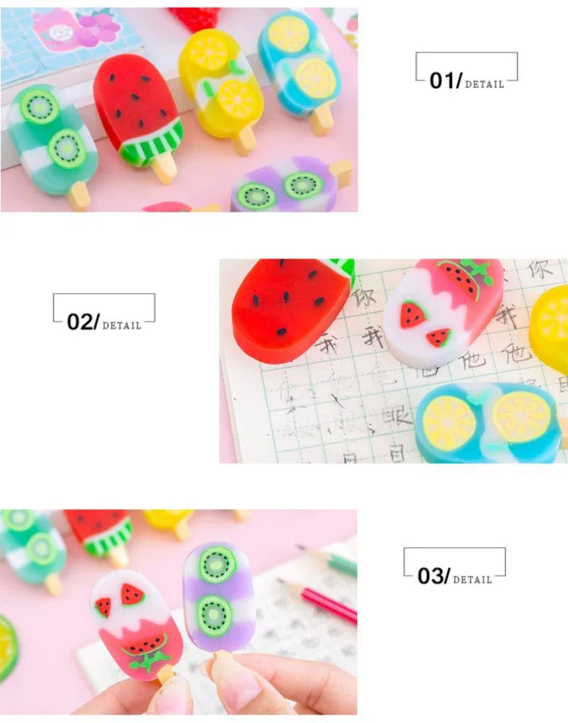 Umi’s Kawaii Ice Cream Eraser Set – Cute Cartoon Rubber Mini Erasers for Kids, School & Office Stationery Fun