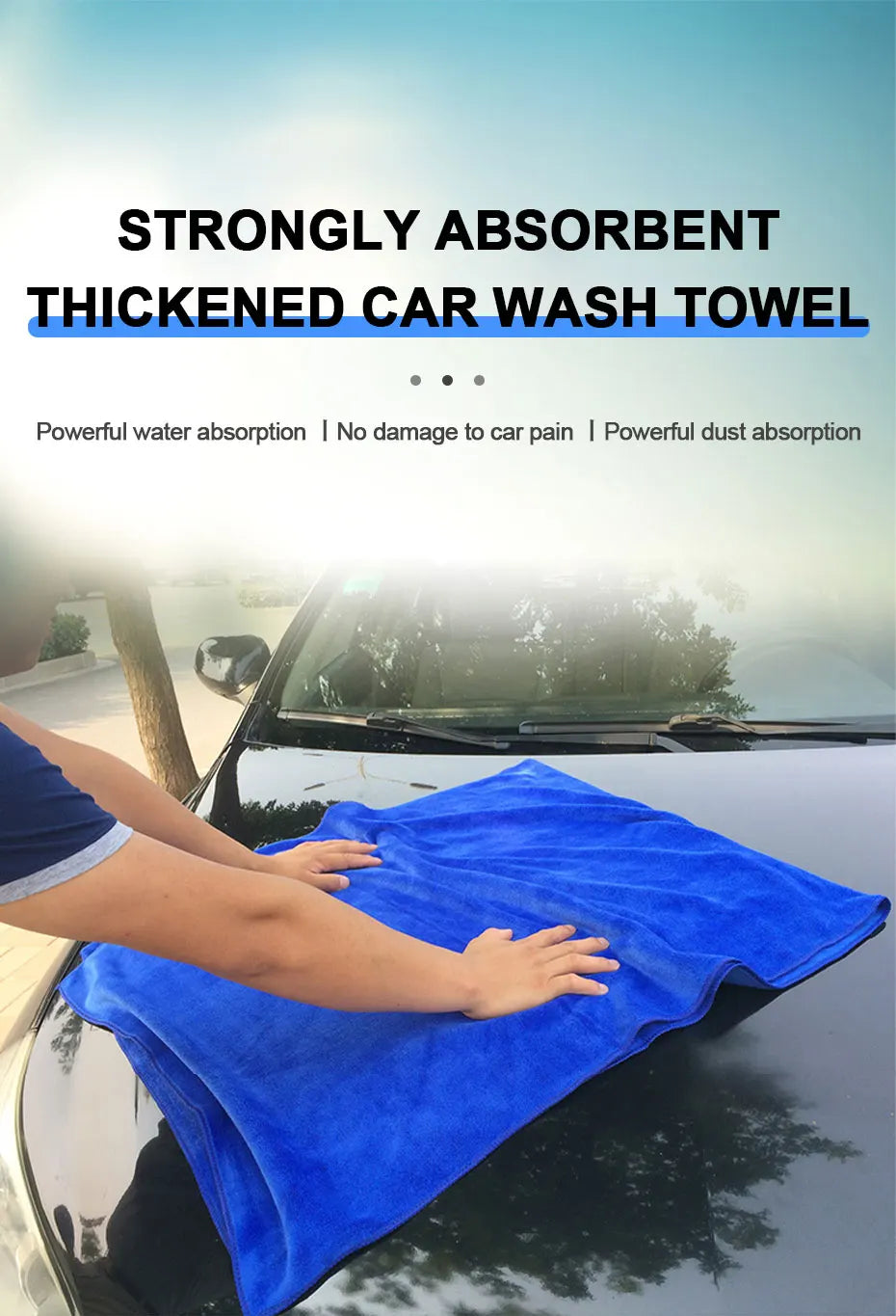 SEAMETAL 160x60cm Car Wash Towel 400GSM Microfiber High Water Absorption Cleaning Towels Thickened Soft Car Washing Drying Cloth
