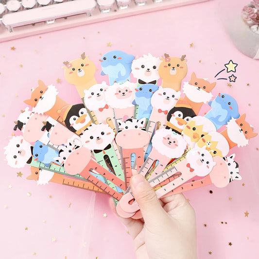 Cartoon Animal Bookmark Set – 50pcs Cute Bear & Kitten Ruler Page Markers for Students & Stationery Fans!