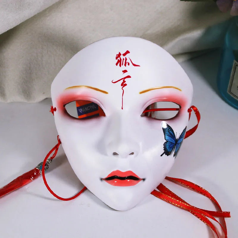 Halloween Animist Adult Party Mask Full Face Chinese Style Hand-Painted Decoration Masquerade Hanfu Accessories Party Decor