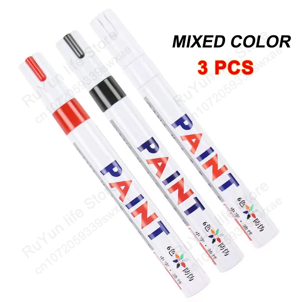 1Pc Car Oily Painting Pen Waterproof Permanent Graffiti Touch Up Tyre Marker Auto Rubber Tire Tread Mark Pen for Bike Cars Metal