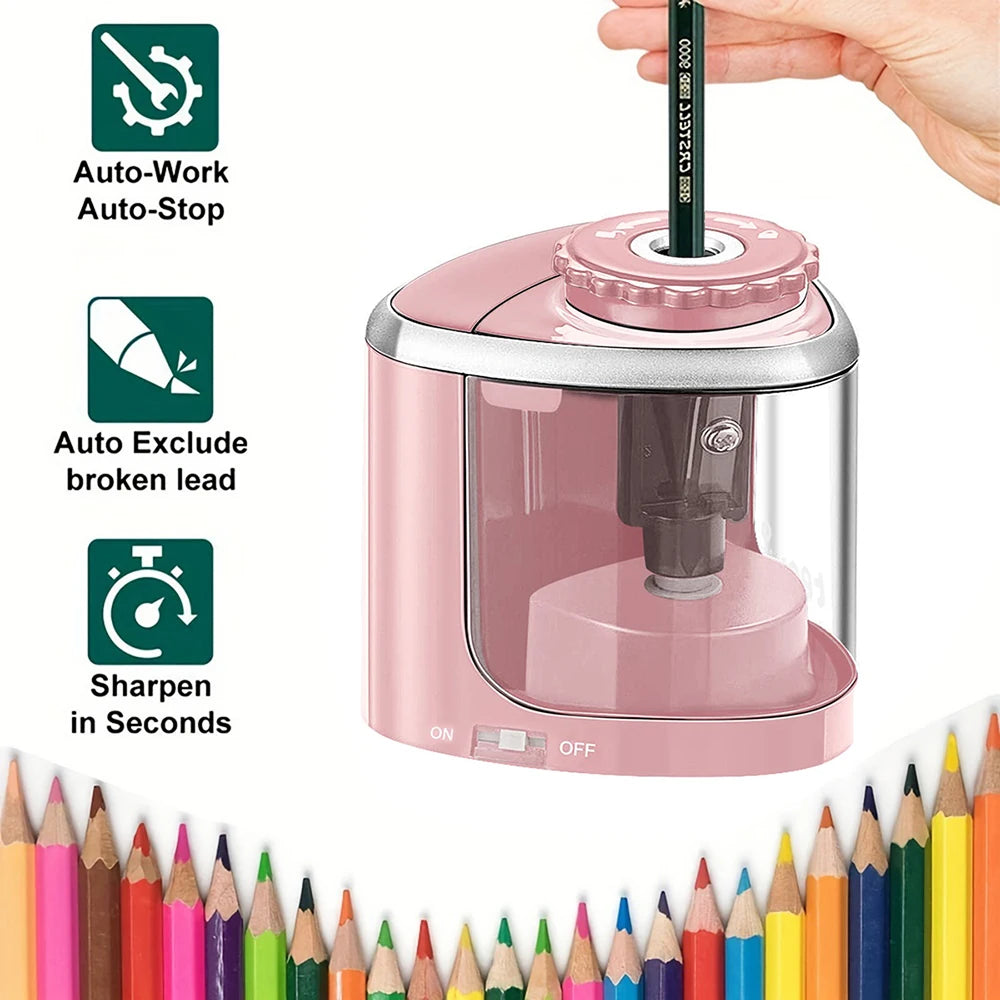 enwin Semi-Automatic Pencil Sharpener – Battery-Powered Roller Planer for Students & Creative School Stationery Fans!