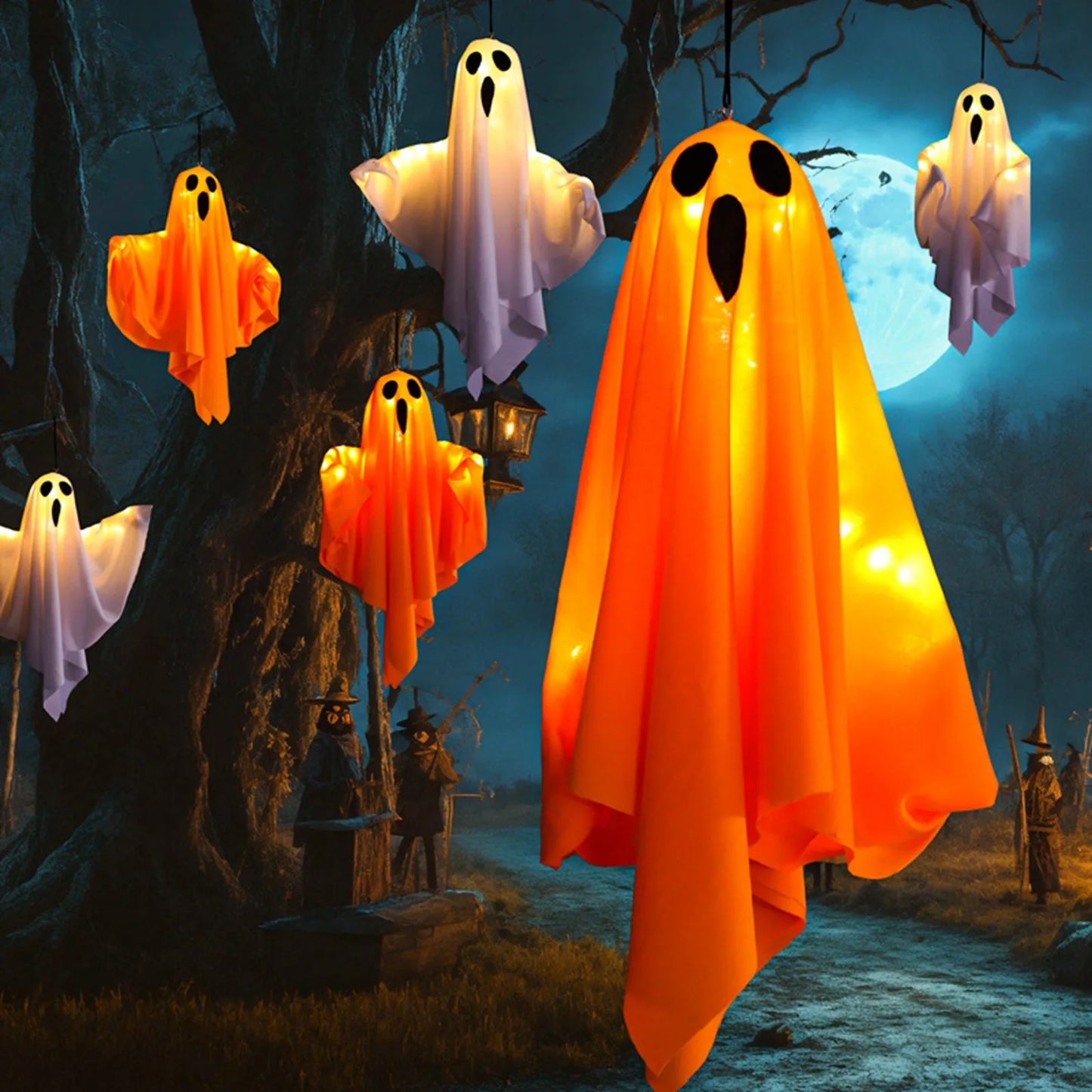 Halloween Terror Led Ghost Pendant Decor Props Home Courtyard Garden Store Haunted House Decorative Pendant