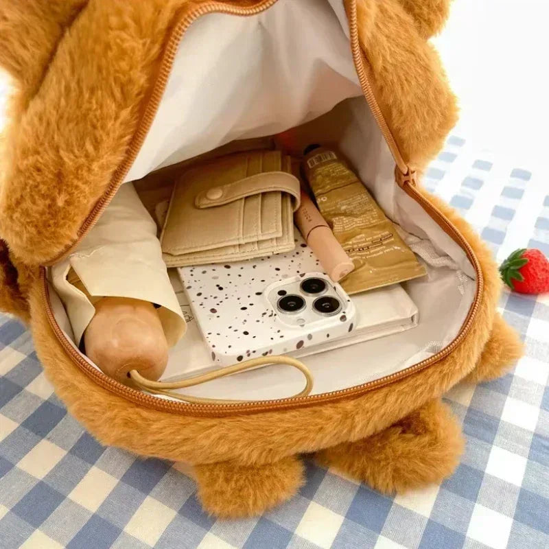 Capybara Plush Backpack – Cozy Capybara Style with All-Match Fur & Roomy School Charm!