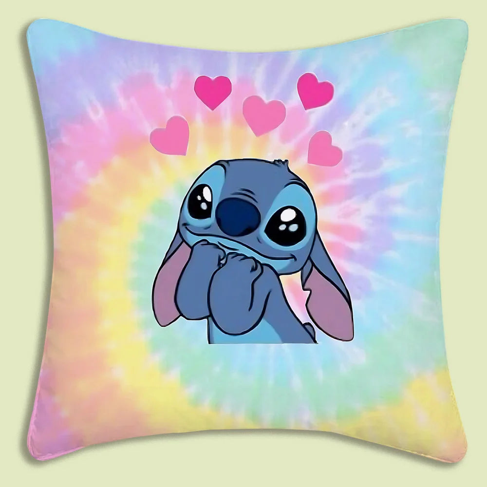 Cute Stitch Pillow Covers Cartoon Sofa Decorative Home Double-sided Printing Short Plush Cute Cushion Cover