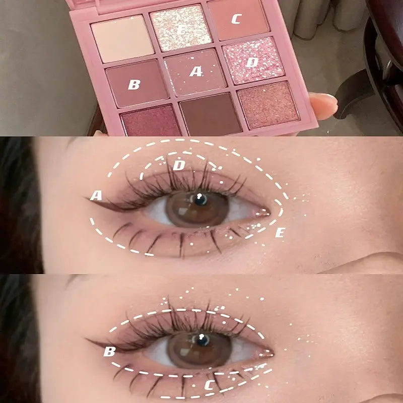 DIKALU Transparent Acrylic Eyeshadow Tray Pearl Matte Waterproof Is Not Easy To Faint Earth Color Nine Grid Eyeshadow