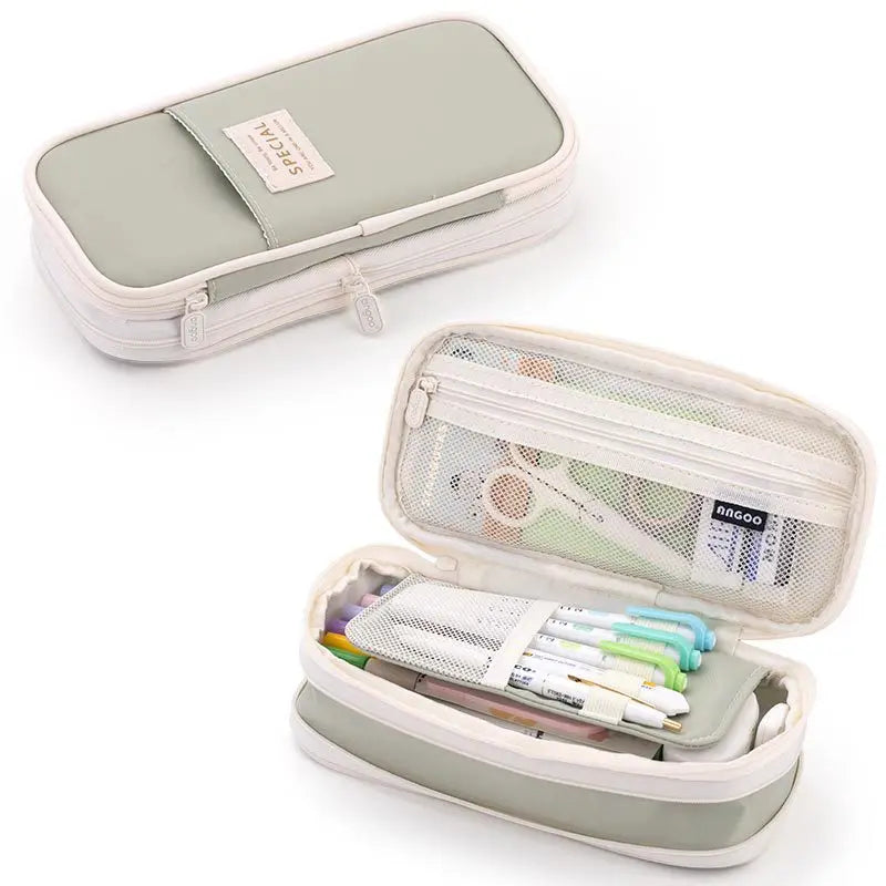 Solid Color Denim Pencil Case – Zippered Polyester Pen Holder for School, Office & Gift-Ready Stationery Organization