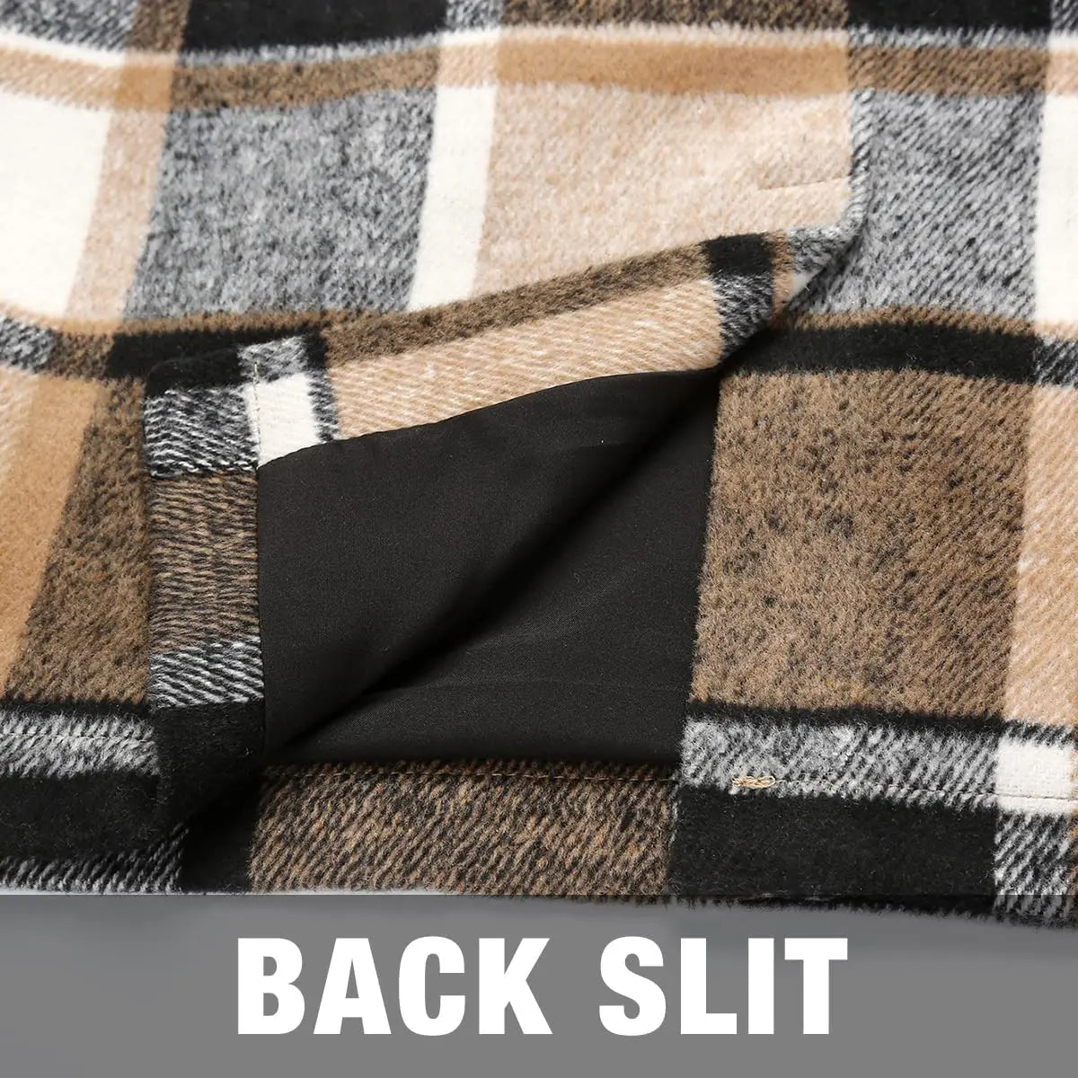 Women Midi Plaid Skirts Fall Winter Knee Length Pencil Wool Skirt with Slit