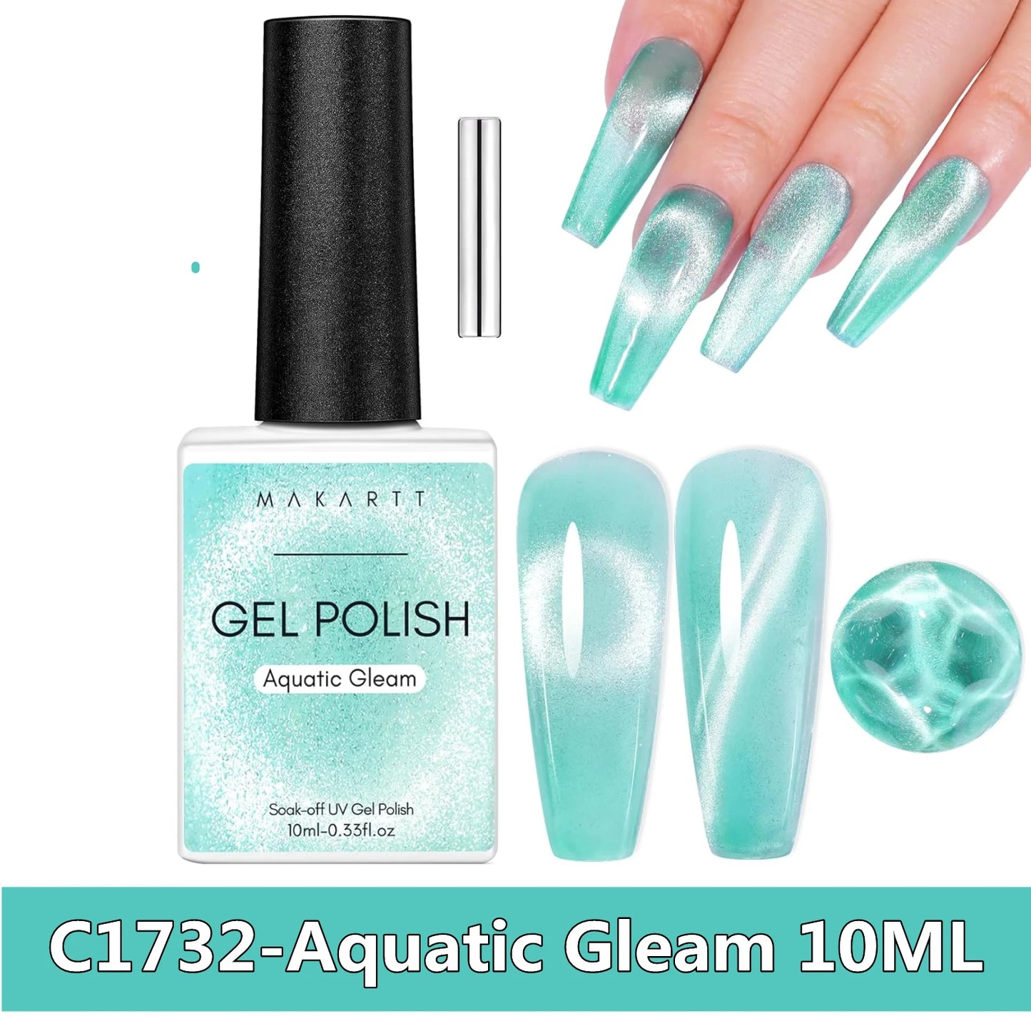 Makartt Cat Eye Nail Polish – Holographic Jelly Gel with Magnet for Home & Salon Use