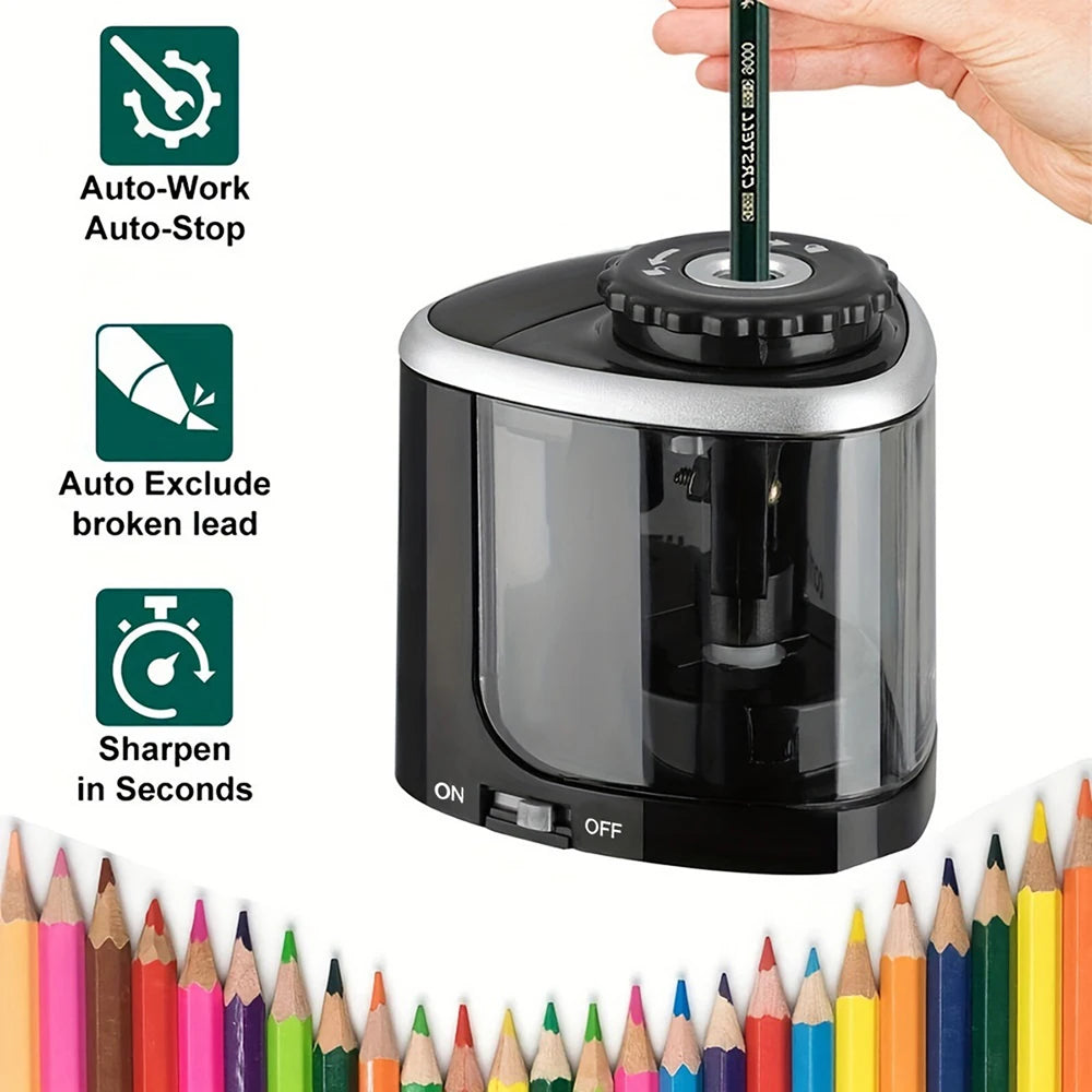 enwin Semi-Automatic Pencil Sharpener – Battery-Powered Roller Planer for Students & Creative School Stationery Fans!