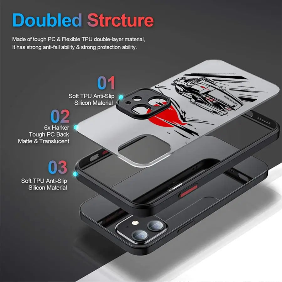 JDM Sports Cars Comic Phone Case for iPhone 16 Pro 11 12 Mini 13 14 Pro 15 Pro Max 7 8 Plus XR XS MAX funda
