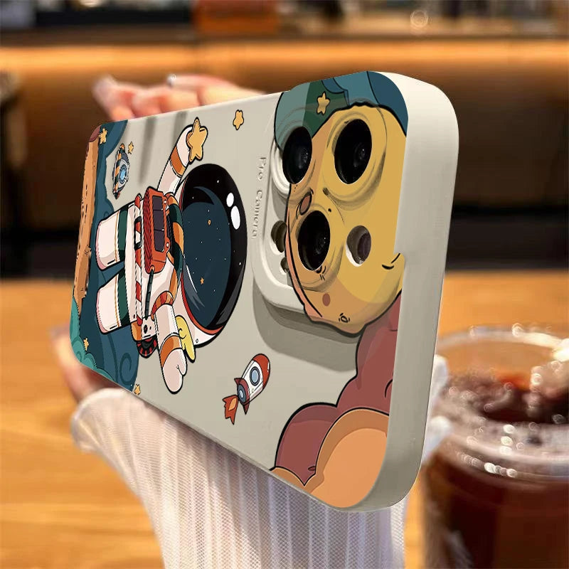 Cartoon Astronaut Phone Case For Xiaomi 13 12 11 Lite 5G 14 14T 13T 12T 12X Poco X7 X6 X5 X3 F5 F6 M6 Pro Shockproof Soft Cover