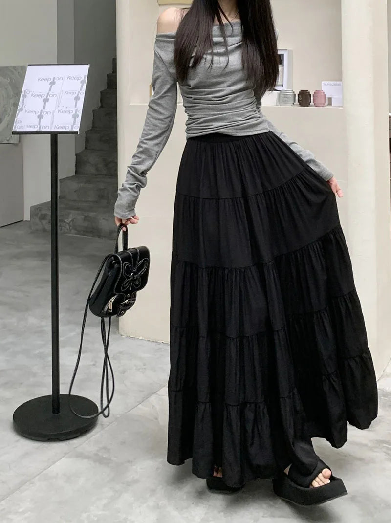Summer High Waist White Mini Skirt Women Fashion Korean Patchwork A-Line Skirts Female Summer Solid Elegant All-Match Long Skirt