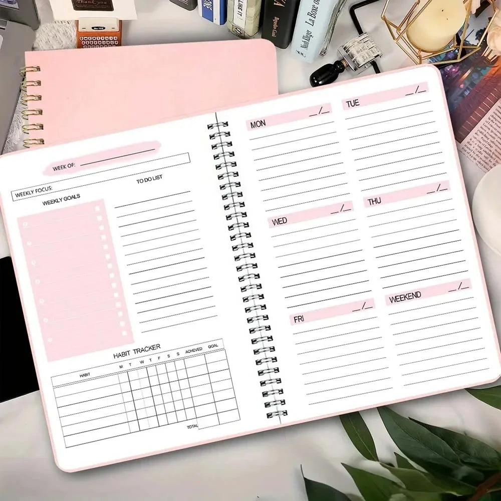 A5 Weekly Planner Coil Daily Planner Simple Stylish Portable Notebook for Study School Office Note-taking Budget Monthly Planner