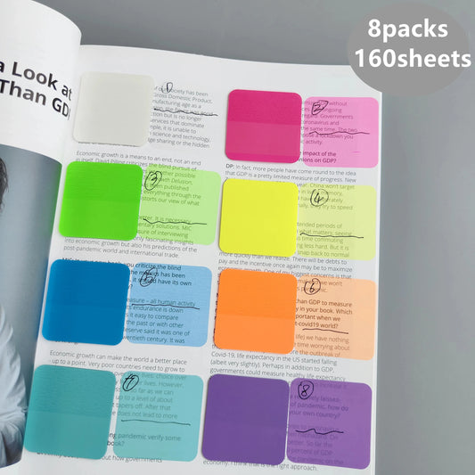 160 Pack Round Fluorescent Sticky Notes, Waterproof Durable Notes, Multipurpose Bookmark & Page Flags