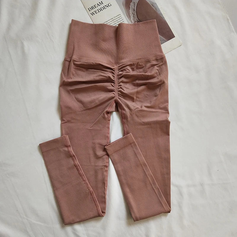 Seamless Sport Yoga High Waist Pants Leggings Sport See Through Yoga Gym Running Quick Dry Pants Scrunch Butt Pants